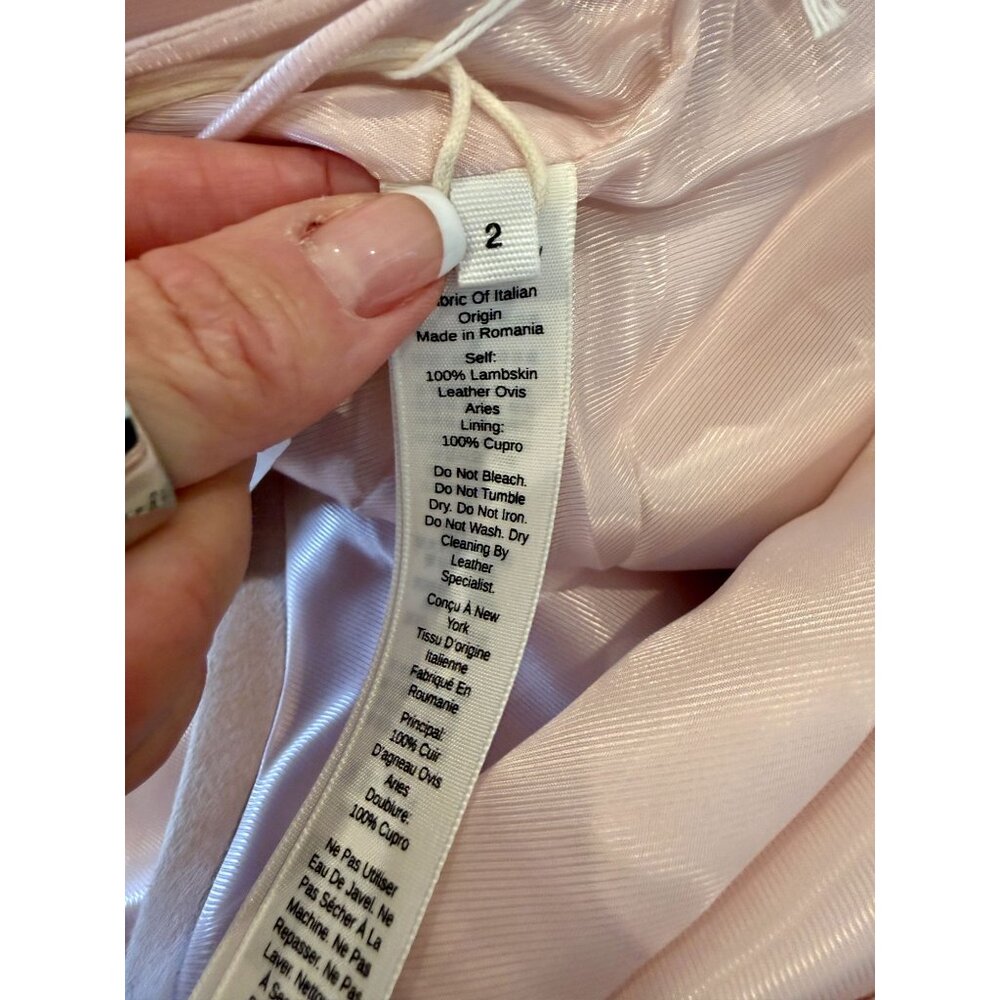 Khaite Jett suede mini skirt Soft Pink NWT - Size 2 - Picture 7 of 10